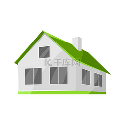 有烟囱的房子图片_有绿色屋顶的房子的例证。