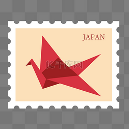 日本特色元素图片_千纸鹤驼色日本邮票