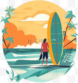 夏日椰子树落日大海