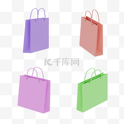 3D购物袋彩色袋子