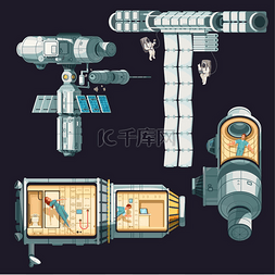 房间构图图片_轨道国际空间站彩色构图被分解成