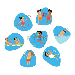 夏天游泳图片_体育图标集。