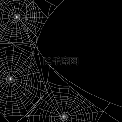 蜘蛛网剪影万圣节背景。