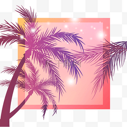 阳光照射下的椰树夏季夜晚边框