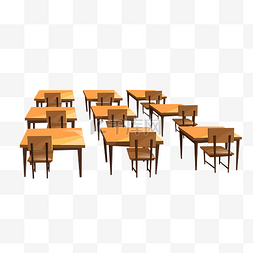 桌椅矢量图片_矢量扁平课桌