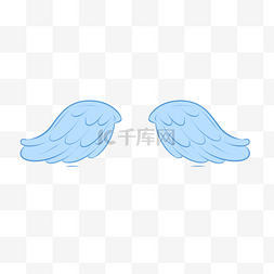 蓝色简约水彩卡通漂亮天使的翅膀