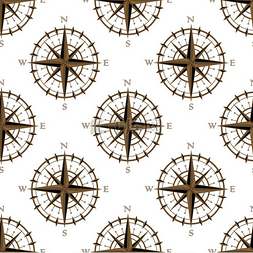 复古罗盘指南针图片_复古导航圆形罗盘重复图案的无缝