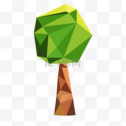 几何低聚合多边形绿色树木