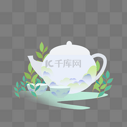 白色茶壶图片_国风白色茶壶