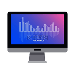 柱形光图片_计算机屏幕与白色图形隔离柱形图