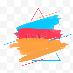 撞色笔刷图片_彩色叠加三角形笔刷促销边框