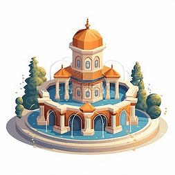 欧式喷泉图片_一个欧式豪华喷泉