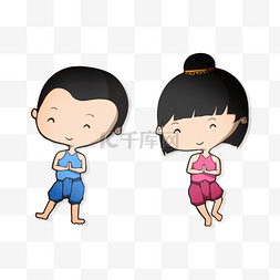 步行旅游图片_泰国小孩服饰卡通风格