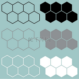 Hexagon black grey white icon.. 六角黑灰