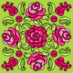 绿色瓷砖图片_墨西哥塔拉维拉瓷砖图案上面有花