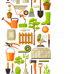 农学图片_与园林工具和项目的无缝模式。