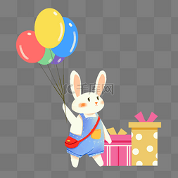 气球兔子png图片_儿童节兔子玩具