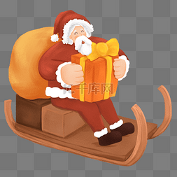 圣诞节圣诞老人坐着雪橇送礼物
