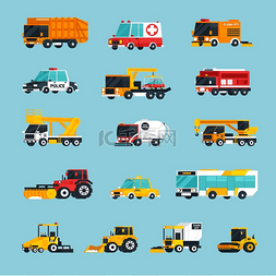 运输车辆图标图片_特殊和紧急交通信息图城市街道上
