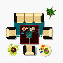 沙发和植物图片_客厅室内装饰、沙发图标、扶手椅