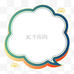 中国风创意边框图片_中式撞色国潮云朵对话框