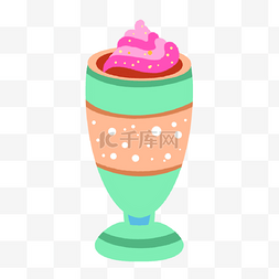 糖浆甜点图片_冰激凌奶油绿色粉色图片绘画