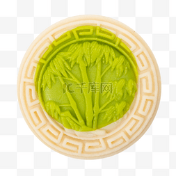月饼绿色图片_中秋中秋节绿色竹子月饼