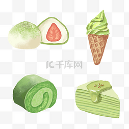 绿色冰淇淋图片_抹茶甜品蛋糕卷冰淇淋