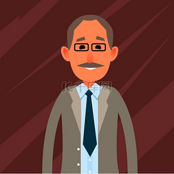 戴领带的男人图片_戴着眼镜、留着小胡子的老男性灰