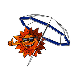 暑假放松图片_戴着太阳镜的欢快的太阳卡通人物