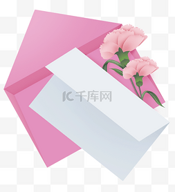花和信封图片_立体贺卡和康乃馨边框