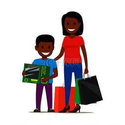 非洲的女人图片_一家人出去购物。