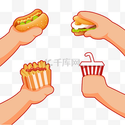 热狗图图片_修图贴纸手拿汉堡食物