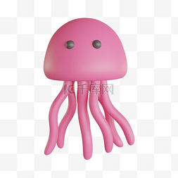 生物c4d图片_3DC4D立体海洋动物粉色水母