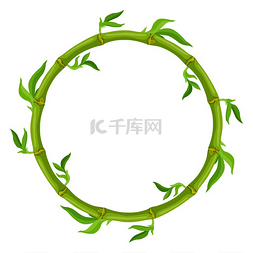 框架与绿色竹茎和叶子。