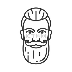 潮人元素图片_复古的男性发型留着胡子和小胡子