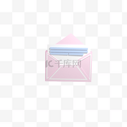粉色信封立体3d信笺邮件通讯