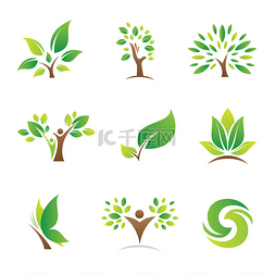 绿色自然未来业务公司徽标和图标