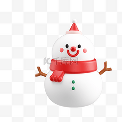圣诞节图片_3D立体圣诞节红色雪人