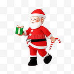 圣诞节红色3D立体卡通圣诞老人送礼物