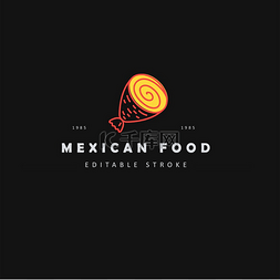 墨西哥食物的矢量图标和标志。