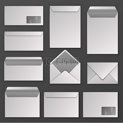 白色信封样机图片_信封空白的公司封闭式和开放式信