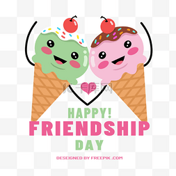 彩色卡通可爱冰淇淋国际友谊日
