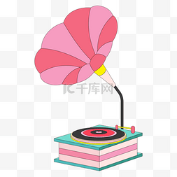 韩系潮流发型图片_潮流黑胶唱片音乐留声机