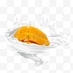 水果合成图片_创意牛奶芒果合成