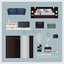 矢量图家具图片_家具和家居装饰套装矢量图