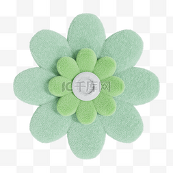 花和花骨朵图片_3D立体毛绒绿色花朵