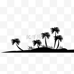 沙滩树木图片_椰子树剪影