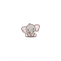 可爱的大象宝宝坐着卡通图标，矢