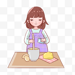 女孩烘培做蛋糕